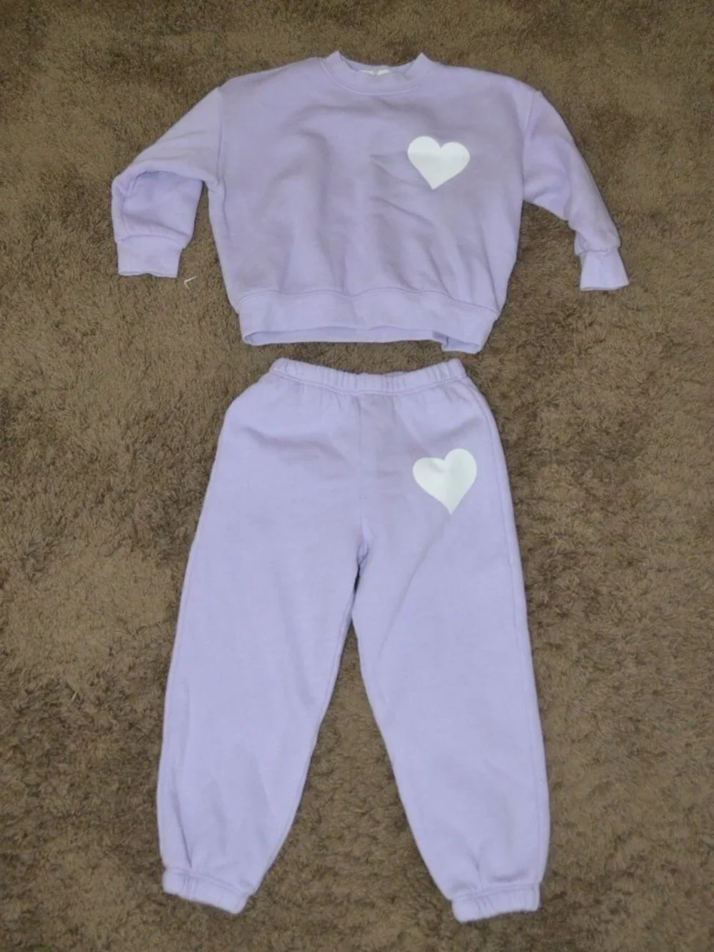 NWT $176 Girl's Sz 4 Matching SPRWMN Purple Heart Sweatshirt & Sweatpants Set